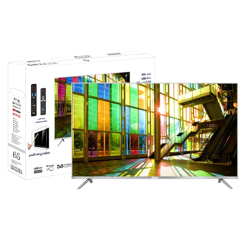 Bingkai logam 65 inci tahan ledakan 4K Tv LED ultra-hd Tv pintar 75 inci televisi