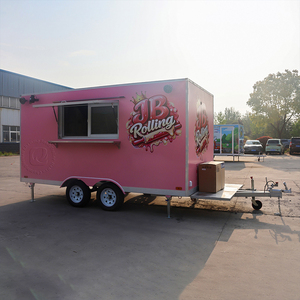 Remolque de Comida Móvil Personalizado Chammp Rosa con Ventana y Toldo, Carrito de Comida Comercial para Café y Negocios de Comida Callejera - Product Image 1