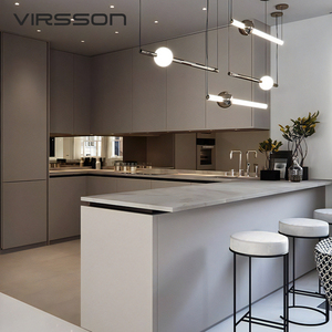 Meubles de <span class=keywords><strong>cuisine</strong></span> modulaires modernes en mélamine en U, petits, avec plan de travail en marbre et panier de rangement, pour usage commercial - Product Image 2