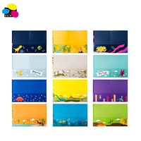 Carpeta de archivos de papel con doble o dos bolsillos, colores variados, estilo de moda, con laminación brillante