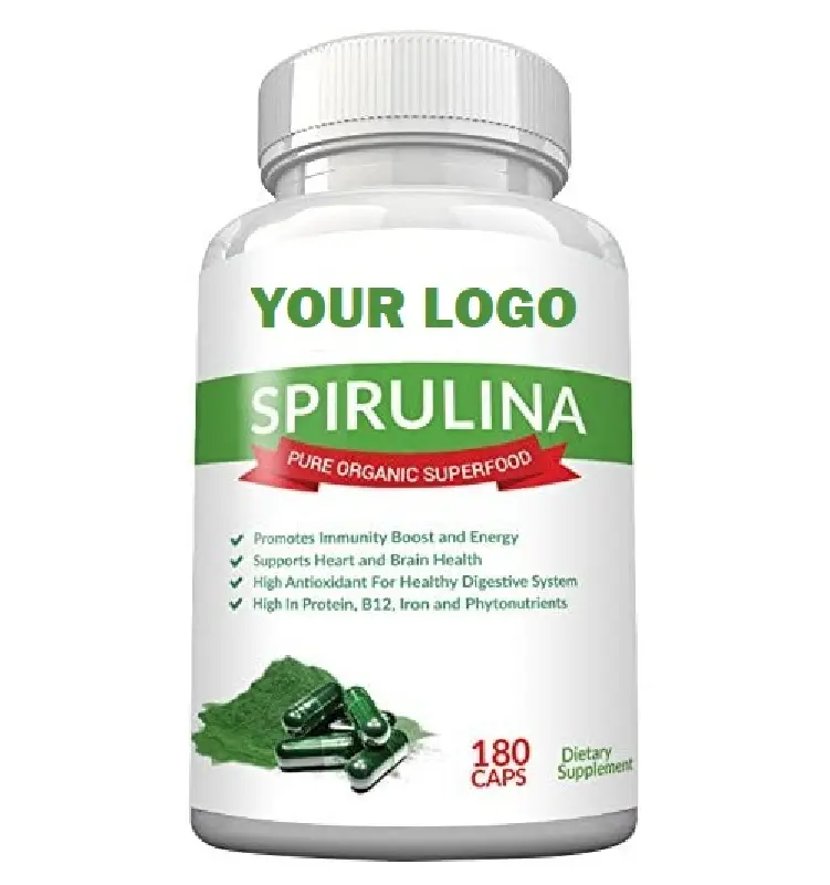 100% オーガニックSpirulina Chlorella spirulina痩身カプセル強力な抗酸化物質のための緑のスーパーフード心臓の健康サポート