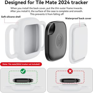ที่ใส่ปลอกคอสุนัขกันน้ำสำหรับ Life360 Tile Mate Tracker แพ็ค 2 ชิ้น ฝาครอบซิลิโคนทนทาน ป้องกันการสูญหาย สีขาว ดีไซน์เรียบง่าย - Product Image 6