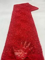 NI.AI Nuevo Estilo de Encaje Floral con Textura, Encaje con Lentejuelas y Cuentas, Tela de Encaje con Lentejuelas, Encaje de Red con Lentejuelas, Tela de Perlas