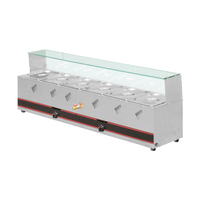Bain marie à gaz de comptoir d'équipement de cuisine commercial personnalisé 5 pots chauffe-plats avec armoire prix