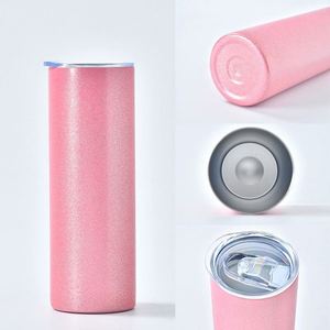 Vaso de 20 oz con purpurina brillante para sublimación, en stock en almacén de EE. UU., al por mayor, con tapa deslizante y pajita - Product Image 2