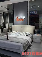 Ensemble de chambre à coucher moderne de luxe en MDF avec lit capitonné king size et tables de chevet avec rangement pour usage domestique dans les hôtels, appartements et villas