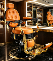 Fauteuil de Barbier Moderne Personnalisé pour Salon, Chaise Hydraulique à Cadre en Fer, Portable, Usage Commercial