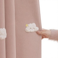 Rideau occultant épais en chenille rose nuageux et moelleux, motif dessin animé, pour chambre d'enfants garçons et filles, hiver