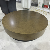 Table à thé centrale ronde moderne Table basse en acier inoxydable bronze pour ensemble de meubles de salon disponible