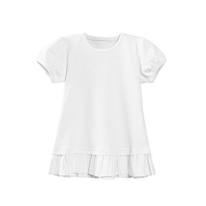 T-shirt en jersey de coton pour filles, col en O imprimé décontracté avec ourlet à manches bouffantes à volants, design à manches courtes pour enfants - Product Image 3