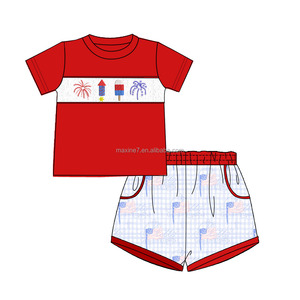 Abbigliamento Smock per Bambini all'Ingrosso, Completi Estivi Ricamati a 2 Pezzi per il 4 Luglio, Vestiti per Bambini Piccoli - Product Image 2
