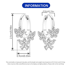 Pendientes de mariposa de latón blanco, resistentes al desgaste, son la elección perfecta para accesorios de fiesta para damas. - Product Image 2