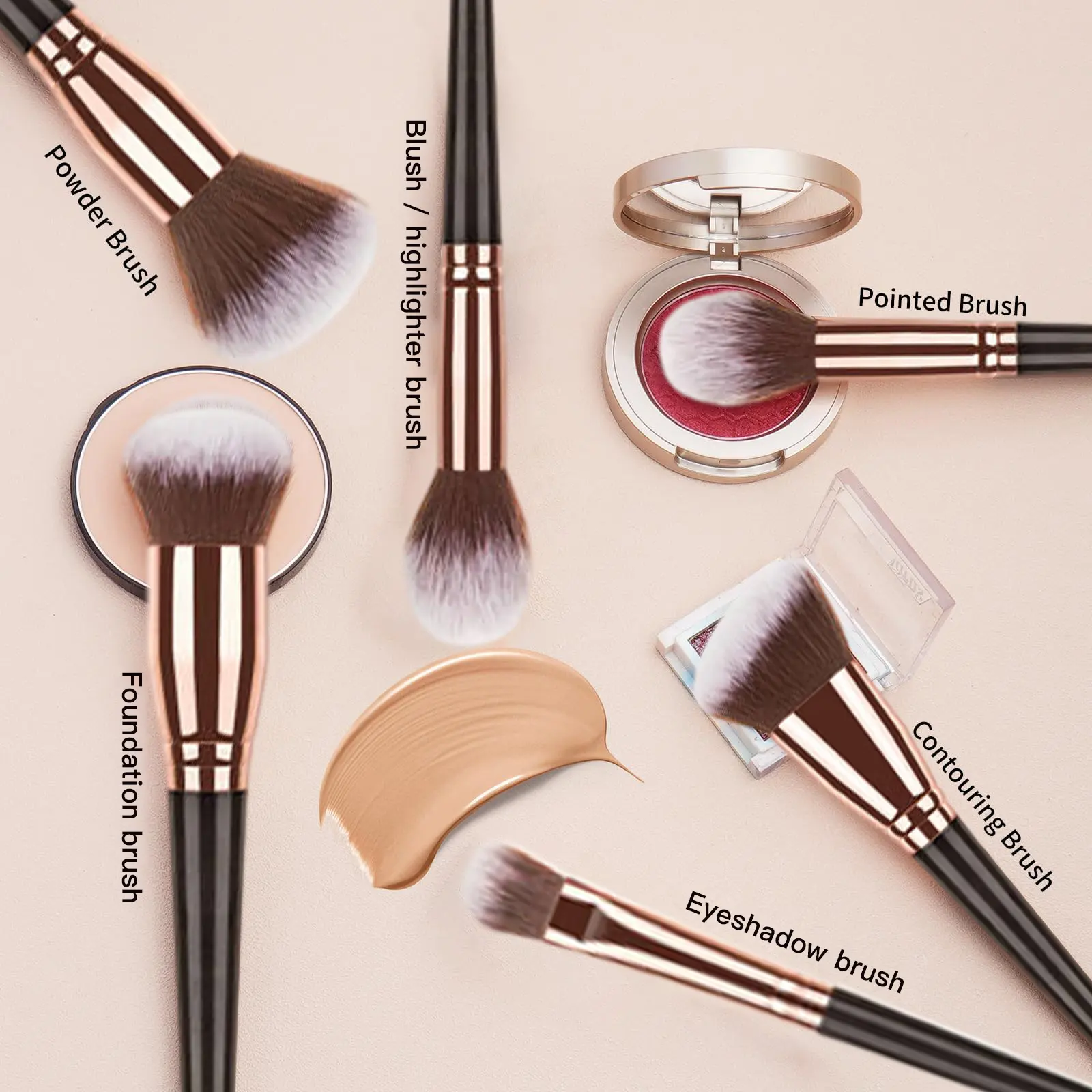 BIG  Professional Maquillaje Tools Synthetic Korean Brown Foundation Eye Makeup Brushes 7/10/15 Pcs Custom Logo Makeup Brush Set