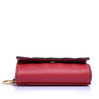 #2068 kulit Microfiber merah dompet wanita bermerek grosir dompet Billetera anak perempuan dompet cantik dompet tangan untuk wanita