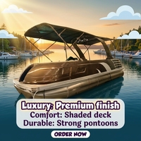 Yacht de sport luxueux, bateau de pêche, bateau ponton grande capacité, sièges de luxe, système audio, bateau ponton