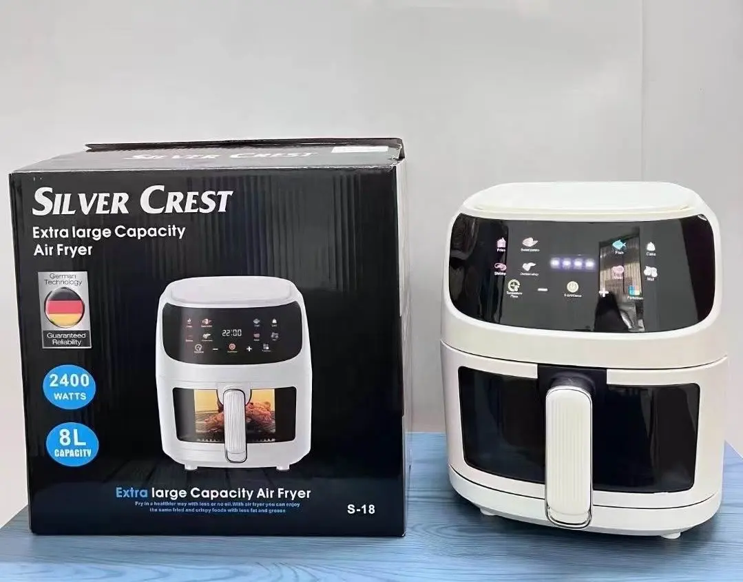 8L grande capacità 2400W Sliver Crest accessori da cucina forno elettrico digitale friggitrice ad aria