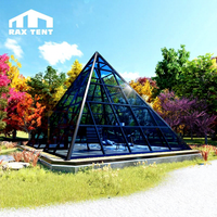 Serre en verre en alliage d'aluminium, maison de jardin portable en forme de pyramide, tente yourte en verre à prix d'usine bas