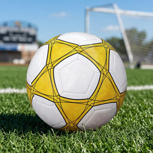 Ballon de football classique blanc et jaune, sérigraphié, durable, taille 5 - Product Image 4