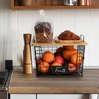 Lot de 2 paniers de rangement pour fruits et légumes avec poignées et couvercle pour comptoir de cuisine