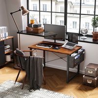 Bureau d'ordinateur moderne et durable avec rangement, surface en fibre de carbone, robuste, pour bureau à domicile, design carré, crochet pour casque
