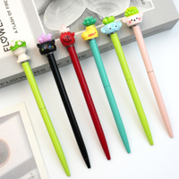 Stylo bille fantaisie en forme de visage de chat ou d'ours, avec capuchon, corps métallique fin, logo personnalisé, cadeau d'anniversaire pour enfants, boutique