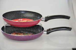 Wok antiadherente verde de <span class=keywords><strong>12</strong></span> pulgadas, sartén para freír Wok de 30cm, sartén antiadherente de piedra médica, juego de utensilios de cocina de aluminio Marnites con tapa - Product Image 6