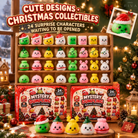 Calendrier de l'Avent Squishy de Noël 2026 – Boîte Mystère 24 Jours en Forme de Dumpling, Jouet Anti-Stress à Remontée Lente, Kawaii, en TPR, à Collectionner, Vente en Gros