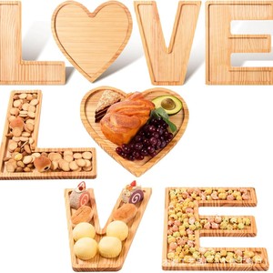 Valentine's Day wooden serving <b>tray</b> with the letter LOVE, decorated heart-shaped wooden <b>tray</b>, pine cheese <b>snack</b> <b>tray</b> - Product Image 3