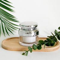 Pot cosmétique en Lucite 30g 50g à double paroi, ensemble d'urnes cosmétiques avec couvercle chromé argenté, pot de beauté vide, récipient de soin en vrac