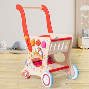 Jouets promotionnels : Chariot de courses en bois pour enfants, chariot de supermarché à pousser, voiture jouet pour tout-petits - Product Image 1