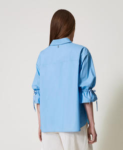 <span class=keywords><strong>Camicia</strong></span> da <span class=keywords><strong>Donna</strong></span> di Alta Qualità Personalizzata Blu <span class=keywords><strong>con</strong></span> Bottoni Motivo Floreale Maniche a Fiocco Medie Colletto Classico - Product Image 4