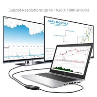 Adaptador USB 3.0 a Doble HDTV 1080P 60Hz, Revestimiento de PVC Chapado en Oro, Conversor de Video de 2 Salidas para Laptop, PC de Escritorio y Hub