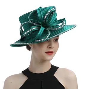 Chapéu de Igreja de pano de cetim de luxo para casamento, chapéu de fantasia formal de flores, chapéu de flores de luxo para mulheres, ideal para uso em festas e festas
