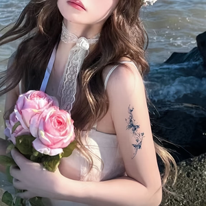 สติกเกอร์รอย<span class=keywords><strong>สัก</strong></span>ชั่วคราวรูปผีเสื้อสีฟ้า ดีไซน์หลากสีสันสำหรับข้อมือและกระดูกไหปลาร้าสำหรับศิลปะบนร่างกายประจำวันของผู้หญิง <span class=keywords><strong>รูป</strong></span>ทรงสี่เหลี่ยม - Product Image 2