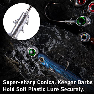 Cabezas de jig luminosas de 3.5g, 5g, 7g, 10g para pesca con señuelos de fútbol, anzuelos de jigging de acero de alto carbono con ojos de pez 3D - Product Image 4