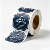 Étiquettes personnalisées en rouleau bleu marine avec bordure dorée pour sel de mer, poivre et épices – Autocollants adhésifs pour l'emballage et l'impression de bouteilles d'assaisonnements
