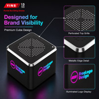 Haut-parleur audio sans fil en forme de cube LED RGB avec logo personnalisé pour les événements de lancement de produits, les cadeaux promotionnels et les kits cadeaux pour les médias