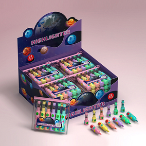 Vente en gros 6 <span class=keywords><strong>mini</strong></span> stylo surligneur <span class=keywords><strong>pastel</strong></span> néon personnalisé multicolore avec emballage de jeu de pointe pinceau plat logo mignon - Product Image 1