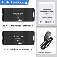 Extenseur KVM HDMI 60M 4K 60HZ sur Ethernet CAT6 RJ45 HDMI2.0b avec contrôle KVM USB POC, émetteur de souris et de clavier