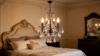 Lustre vintage noir en cristal, 3 lumières, style bougie, suspension en fer forgé, petite hauteur réglable, pour hall d'entrée