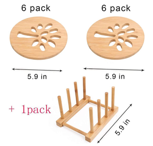 FSC FSC ชุดแผ่นรองจานร้อนสำหรับห้องครัวที่<span class=keywords><strong>วาง</strong></span>กาน้ำชาที่ทำจากไม้ไผ่ธรรมชาติ - Product Image 2