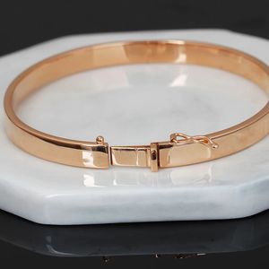 Xinfly 18K Rose Gold Shiny Wide Version Shiny Bracelet Jewelry Gold Plain Gold - Product Image 4