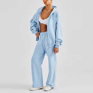 Ensemble <span class=keywords><strong>survêtement</strong></span> deux pièces surdimensionné personnalisé, couleur unie, pour femmes, jogging, <span class=keywords><strong>survêtement</strong></span> - Product Image 2