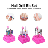 Ensemble de 7 embouts de ponçage en céramique et alliage pour ongles, têtes de polissage électriques et outils de retrait de vernis gel