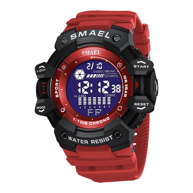 New Arrival SMAEL 8050 Men's Sport Digital Watch 5ATM Waterproof with Stop Watch & Alarm Stainless Steel Case Back PU Band