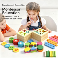 Jouets éducatifs Montessori en bois pour bébés, boîte à monnaie sensorielle pour le tri, pour les tout-petits de 1 à 3 ans, développement de la motricité fine et jeux d'association