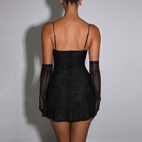Ensemble de Sortie Haut de Gamme et Robe Longue Sexy Noire Fendue Ajustée à Col Montant