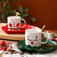 Tasses à expresso en céramique de luxe, cuillère de Noël personnalisée, nouveau design, ensemble tasse et soucoupe blanche pour café, thé, idée cadeau de Noël de luxe