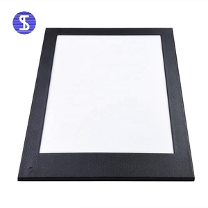 Eine seiten LED menü karte für A4 einsatz mit eine Manuelle on off schalter standard produkt in schwarz <span class=keywords><strong>plain</strong></span> PU keine logo - Product Image 4