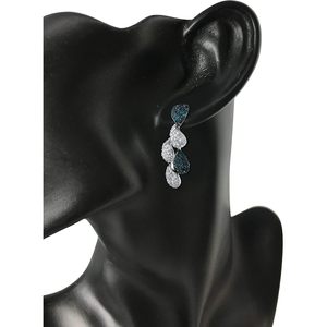 Teardrop <b>Dangle</b> <b>Earrings</b> 2.65 Cttw Round Cut White & Blue <b>Diamonds</b> 925 Sterling Silver Women's Wedding Jewelry - Product Image 4